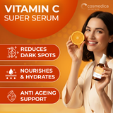 Cosmedica Skincare Vitamin C Serum for Face with Hyaluronic Acid – Anti Aging Serum for Dark Spots, Fine Lines, Wrinkles – Hydrating Collagen Booster for Women & Men