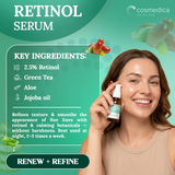 Cosmedica Skincare Facial Serum Trio Set – Vitamin C Serum, 2.5% Retinol Serum & Hyaluronic Acid Serum for Face – Anti Aging, Brightening & Hydrating Skincare – Reduce Wrinkles & Dark Spots – Vegan, Cruelty Free (3 x 1oz)