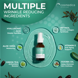 Cosmedica Skincare Retinol Serum 2.5% | Hydrating Vitamin A Serum with Green Tea Hyaluronic Acid Vitamin E | Non-Irritating Serum for Sensitive Skin Oily Skin | 1oz
