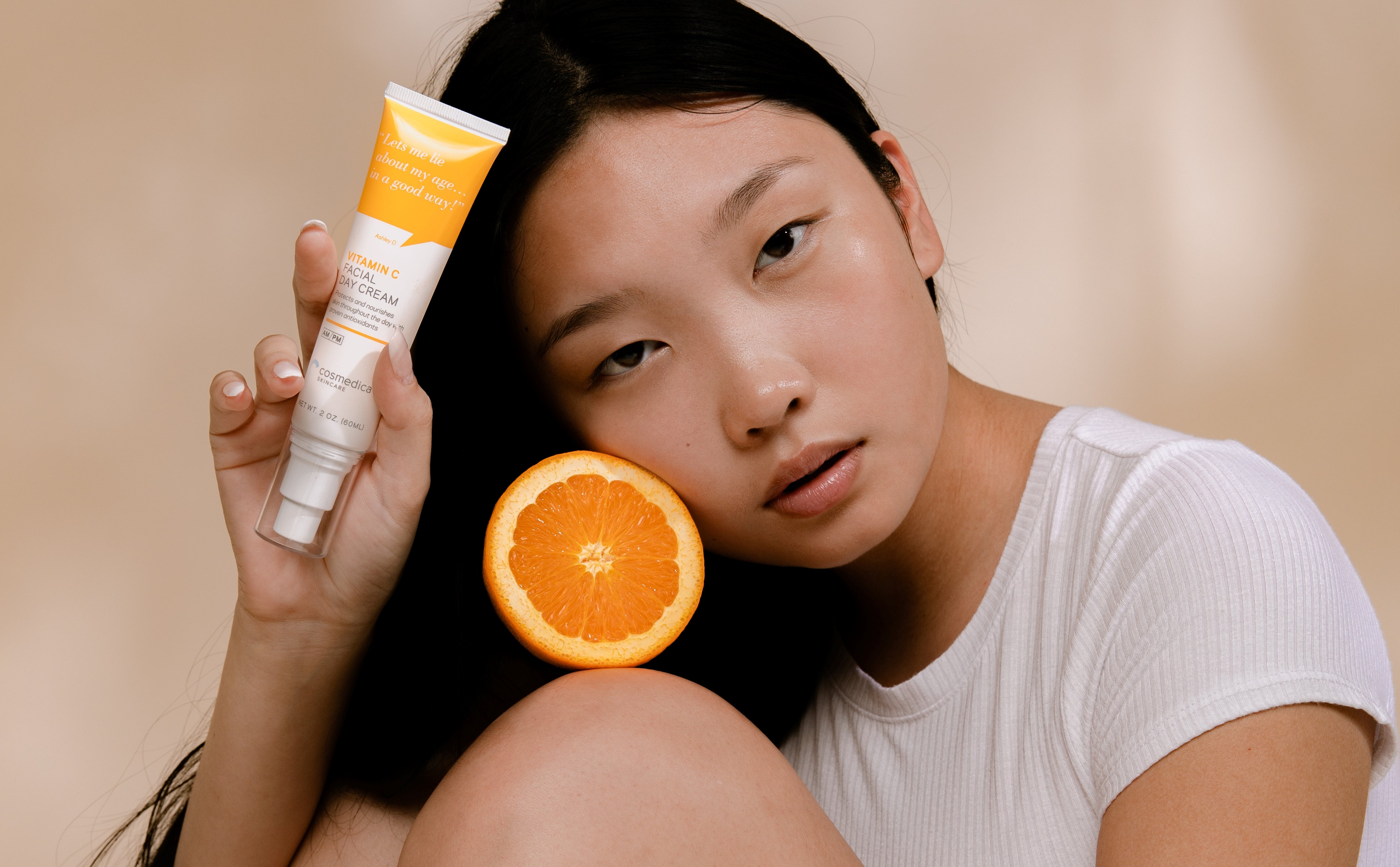 Girl with Freckles | representation of using vitamin c facial day cream