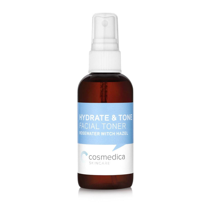 Bottle of our Hydrate & Tone Rosewater Witch Hazel Facial Toner